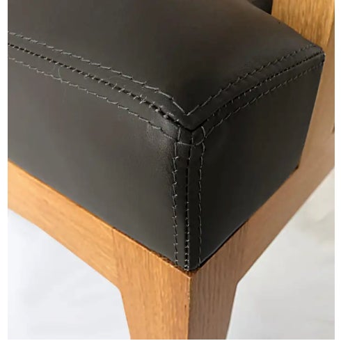 Christian Liaigre "Equus" Dining Chairs in Natural Oak Finish and Leather - Set of 2 For Sale In Miami - Image 6 of 17