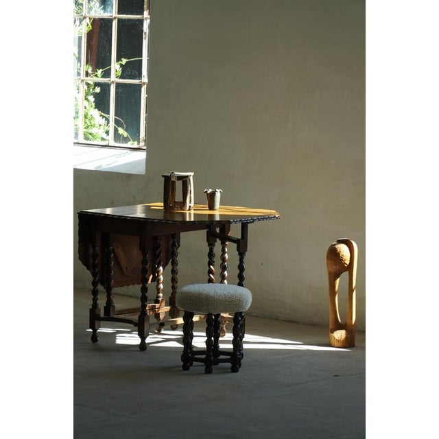 Mid-Century Modern Dark Stained Wood Stool, 1950s For Sale - Image 10 of 12