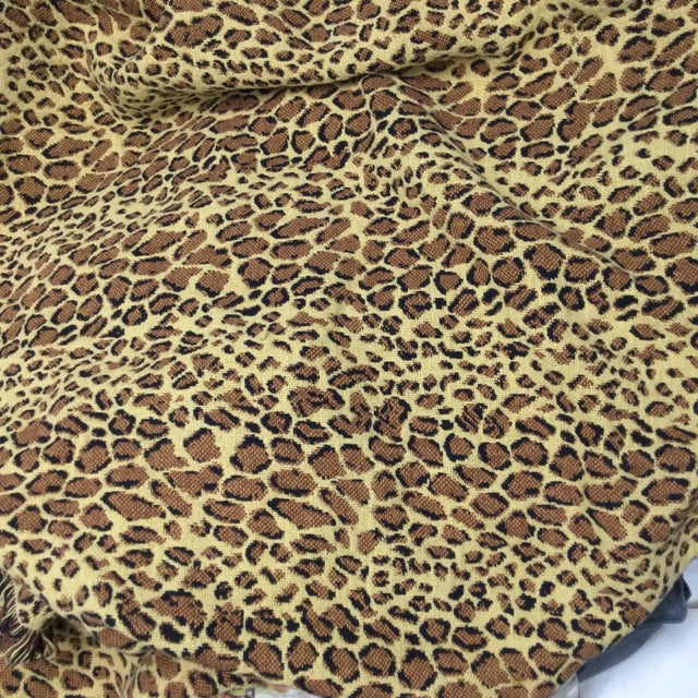 Leopard Design Vintage Cotton Reversible Machine Woven Jacquard Throw For Sale - Image 4 of 6