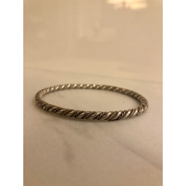 Vintage Sterling Silver Rope Twist Bangle | Chairish