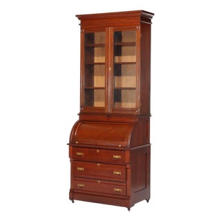 Antique Eastlake Walnut Cylinder Roll Top Desk C1890 For Sale