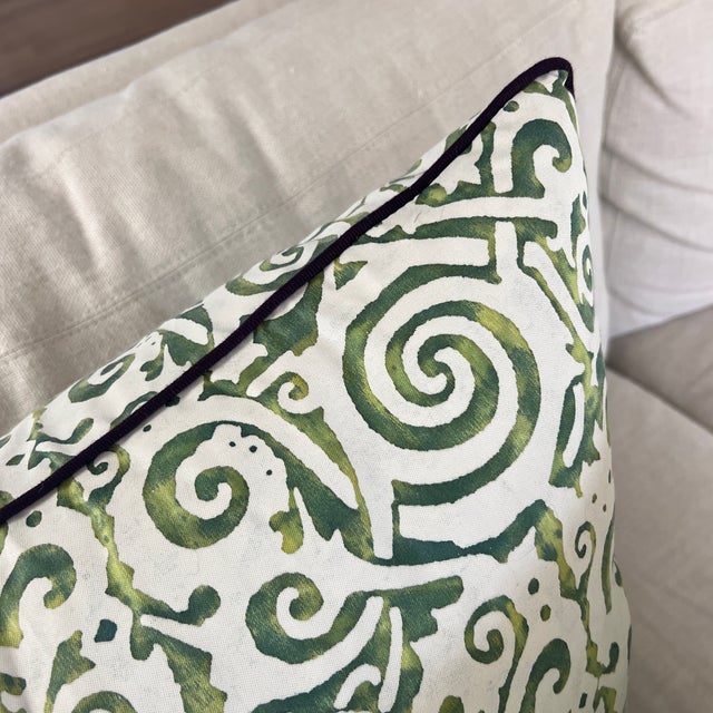 2020s Luxurious Italian Fortuny 22” Cotton Pillows- a Pair For Sale - Image 5 of 5