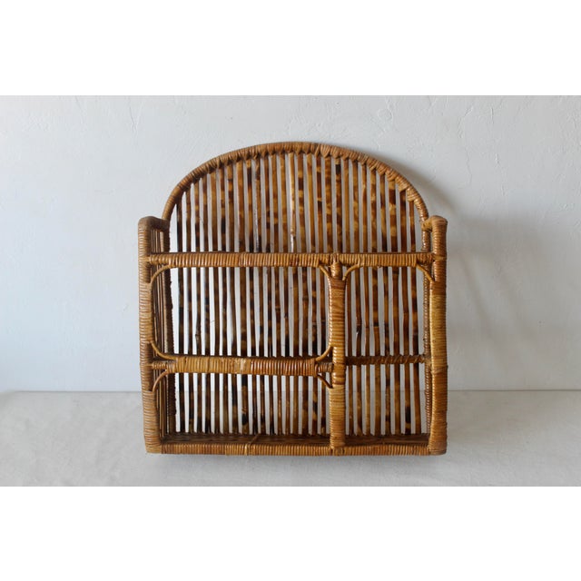 Wood Vintage Burnt Bamboo "Tortoise Shell" Hanging Wall Shelve For Sale - Image 7 of 12