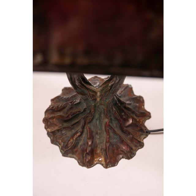 Brutalist Sculptural Table Lamp in Patinated Copper, 1980s For Sale - Image 4 of 11