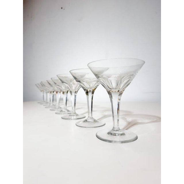Crystal Champagne Coupes from Val Saint Lambert, Set of 8 For Sale - Image 4 of 6