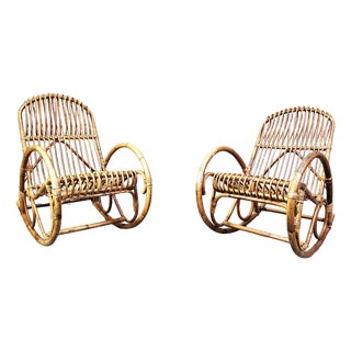 Vintage Bamboo Rocking Chairs, 1960s, Set of 2 For Sale