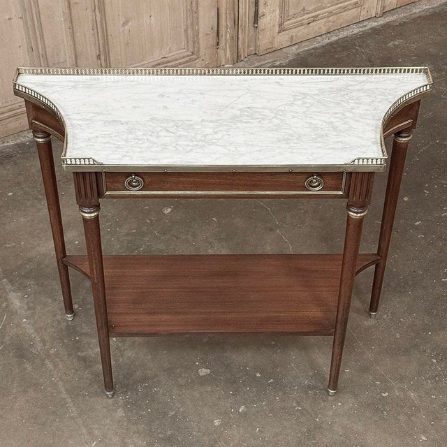 Antique French Directoire Neoclassical Mahogany Console With Carrara Marble For Sale - Image 16 of 17