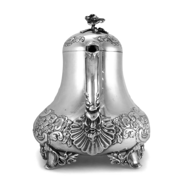 Modern Antique j.g Ltd Heavy 925 Sterling Silver a Teapot With Hinged Cover For Sale - Image 3 of 10