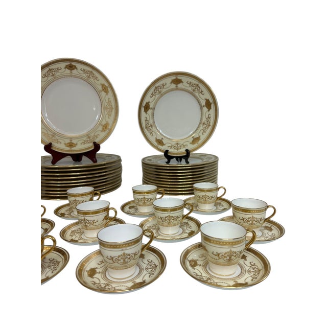 Gold Early 20th Century 22k Gold Minton Gilt Porcelain Table Service - Nearly Complete Set for 12 - 47 Pieces For Sale - Image 8 of 18