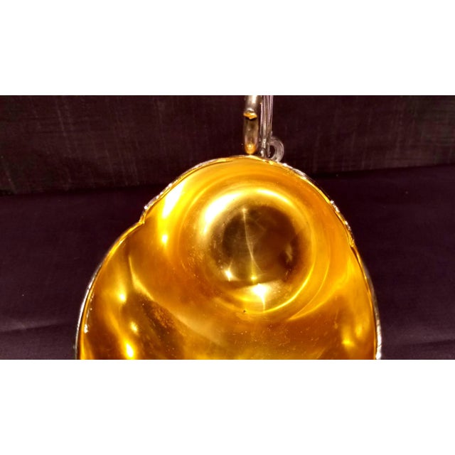 Vintage Silver plated Ornate Etched Sugar Scuttle Bowl with scoop， Floral Design & Gold Wash inside . in good condition....