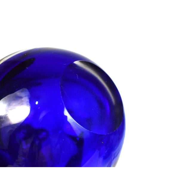 Mid 20th Century Mid-Century Handblown Murano Cobalt Blue Perfume Bottle With Red Fish Design Art Glass For Sale - Image 5 of 7