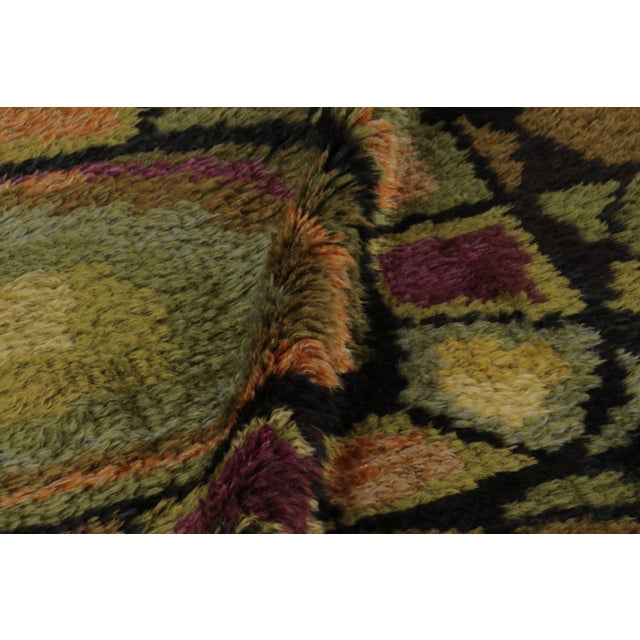 Textile Vintage Swedish Rya Runner, Earth Tones With Mosaic Geometry - Rug & Kilim For Sale - Image 7 of 10