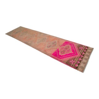 Hand-Knotted Turkish Kurdish Runner Rug 3′ × 12′ For Sale