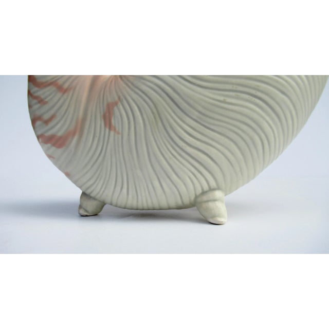 Vintage C1970's Fitz & Floyd Footed Porcelain Ceramic Nautlius Decorative Planter, Accent Piece For Sale - Image 9 of 13