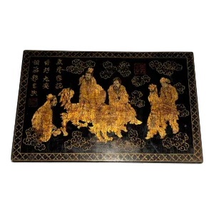 1970 Lacquer and Gilding Painting with Chinese Decors. French Work