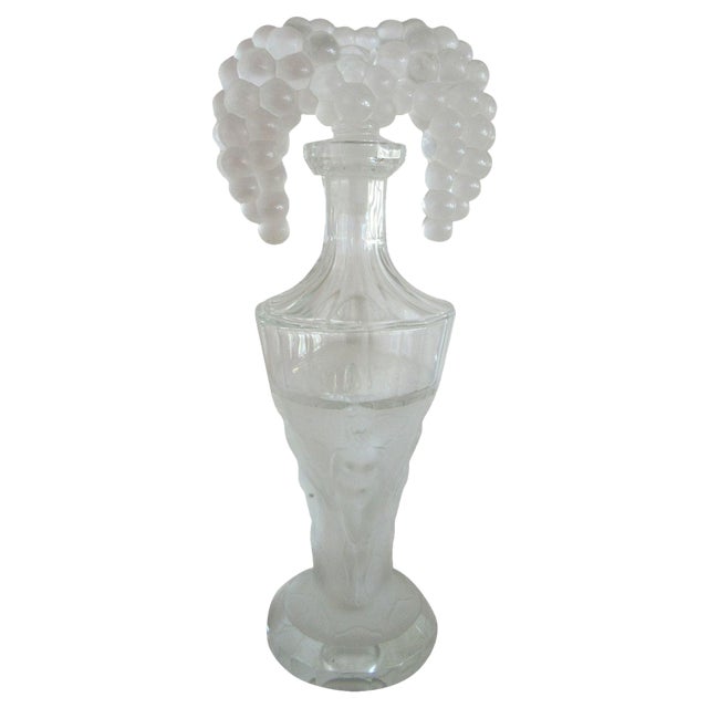 1920's Czech Art Deco Crystal Nude Figure Detailed Perfume Bottle For Sale