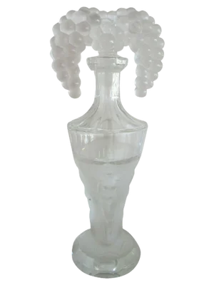 1920's Czech Art Deco Crystal Nude Figure Detailed Perfume Bottle