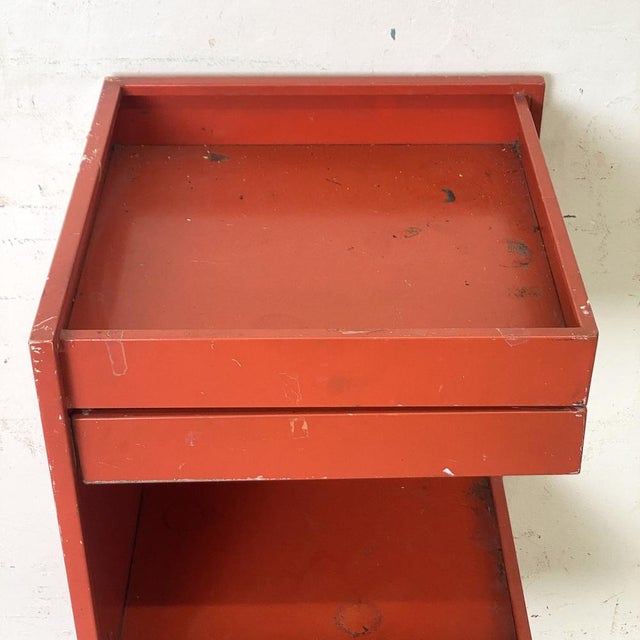 1960s Vintage Red Metal Architects Trolley, 1960s For Sale - Image 5 of 10