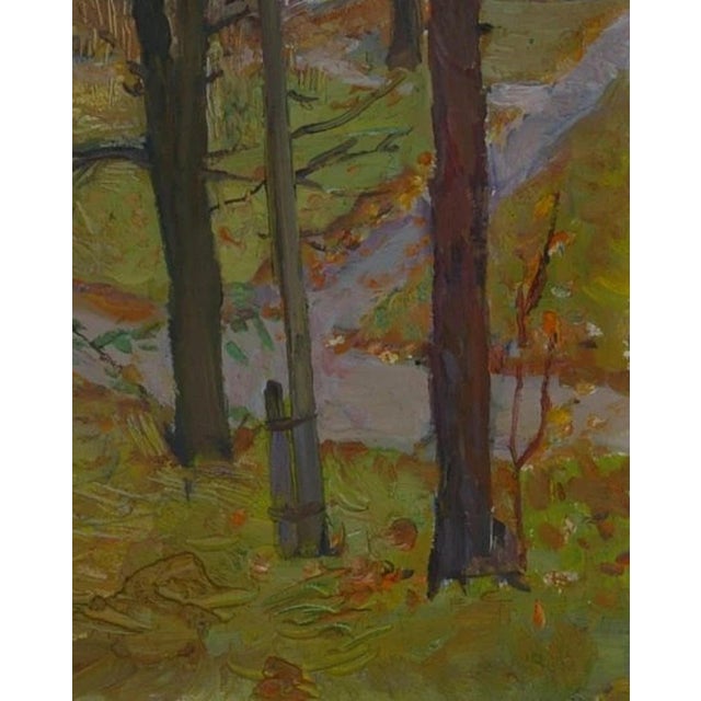 Antique Impressionism Autumn Landscape Oil Painting on Cardboard 62-50 For Sale - Image 6 of 6