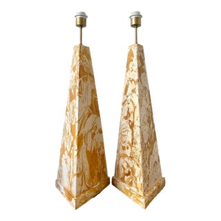 Vintage Italian Scagliola Pigmented Plaster Table Lamps For Sale