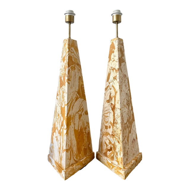 Vintage Italian Scagliola Pigmented Plaster Table Lamps For Sale