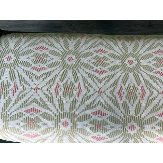 Green 1970s Palm Beach Style Green Lacquered Bench With Floral Upholstery For Sale - Image 8 of 10