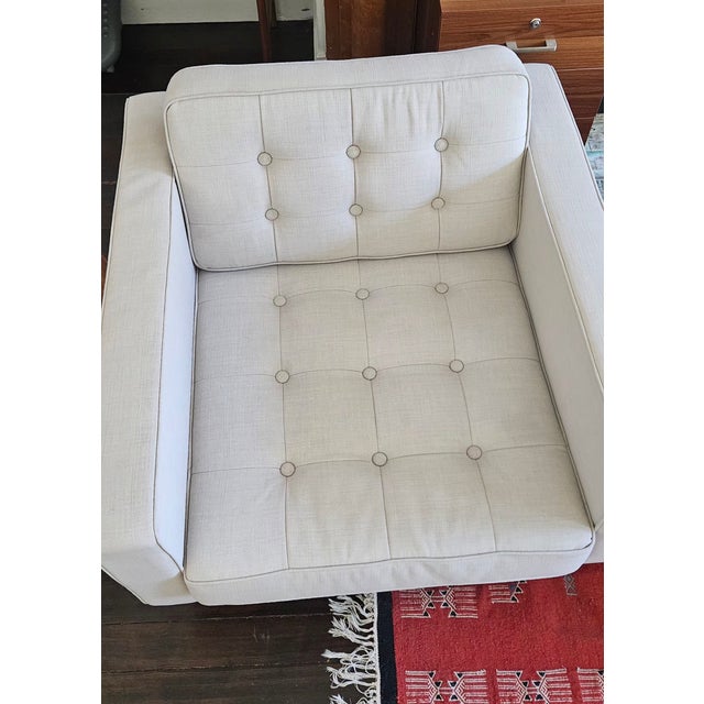 Pair of MXM Design Tufted MCM Lounge Chairs Neutral Color For Sale - Image 10 of 12