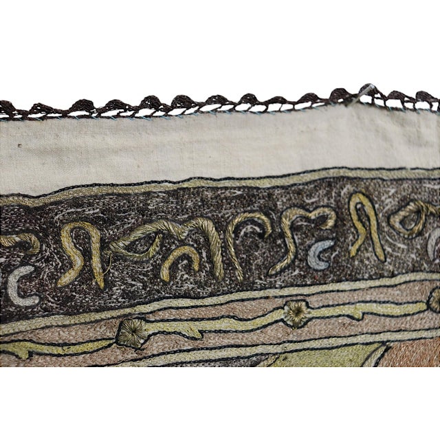 Metallic Thread Embroidered Wall Hanging, 1930s For Sale - Image 12 of 16