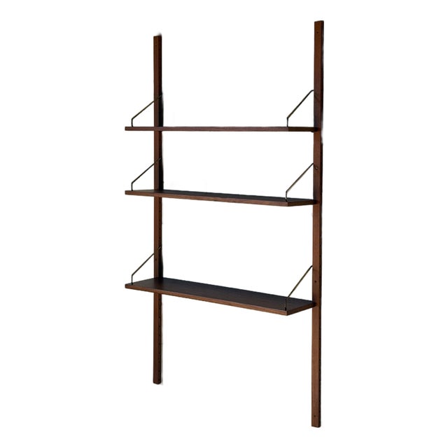 Vintage Cado Teak Wall-Mounted Shelving System With 3 Adjustable Shelves – Danish Modern Mid-Century Wall Unit For Sale