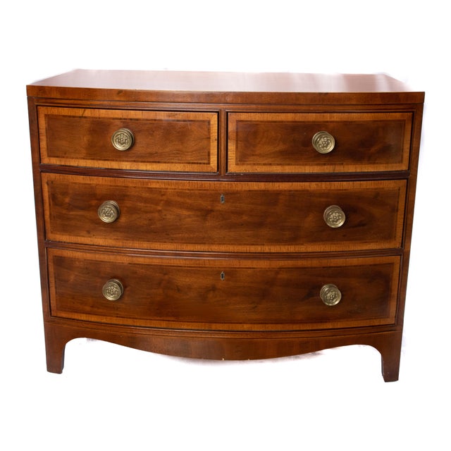 Offering this Gorgeous Henredon bow-front chest. There are a matching pair of these. Starting on the bottom with a bracket...