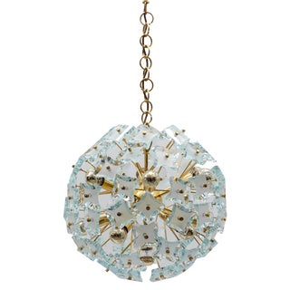 Italian Snowflake Lamp in Gold and Glass from Fontana Arte, 1960s For Sale