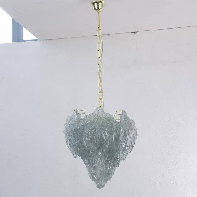 Mid-Century Modern Suspension Chandelier with Murano Glass Leaves, Italy, 1990s For Sale - Image 3 of 12