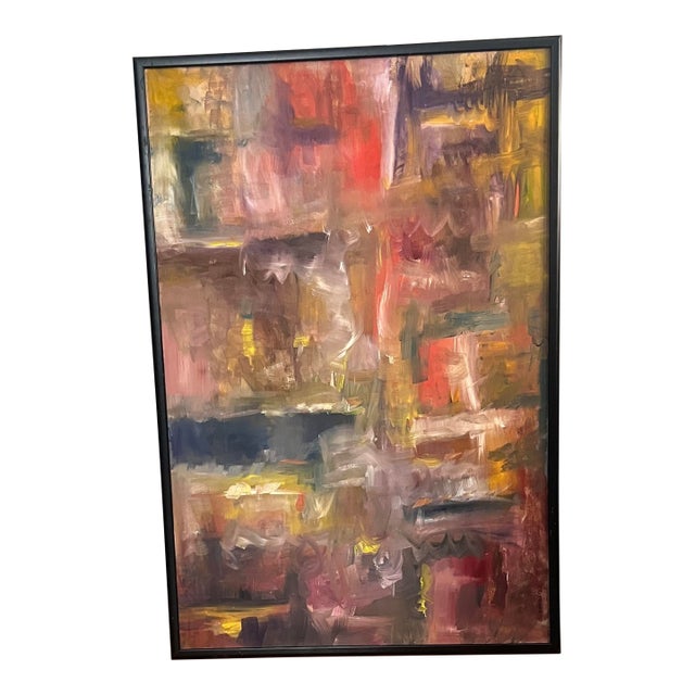 1980s Vintage Abstract Contemporary Acrylic Artwork, Framed For Sale