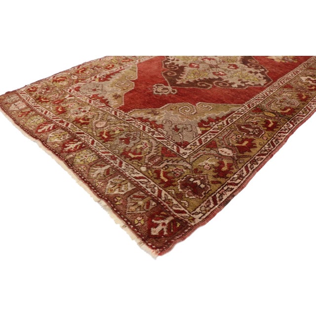 Vintage Turkish Oushak Hallway Runner with Jacobean Style 03'07 x 11'00. This hand knotted wool vintage Turkish Oushak...