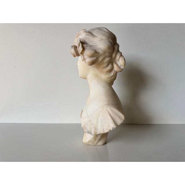 Mid 20th Century Italian A. Masi Art Nouveau Carved Alabaster Bust Sculpture/Sold For Sale - Image 5 of 12