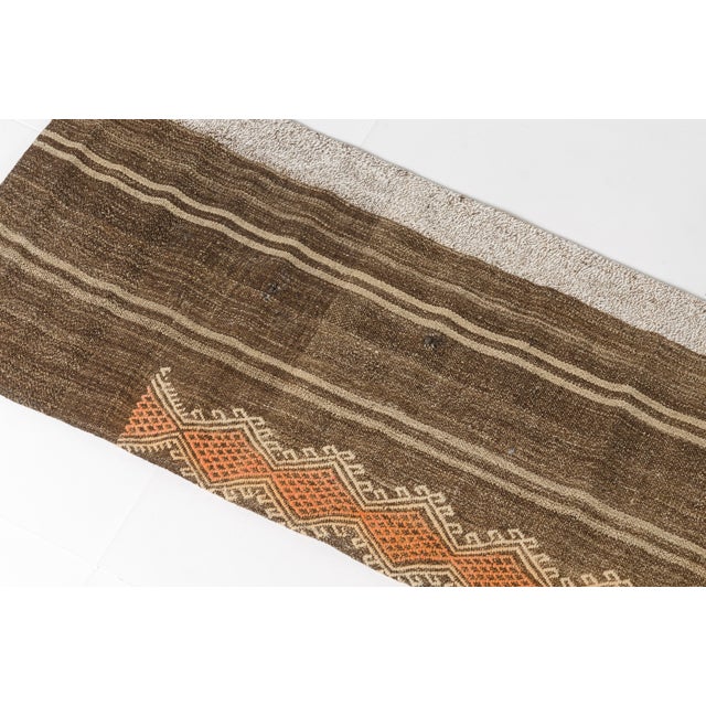 Mid 20th Century Natural Brown & Tan Kilim Runner For Sale - Image 6 of 10