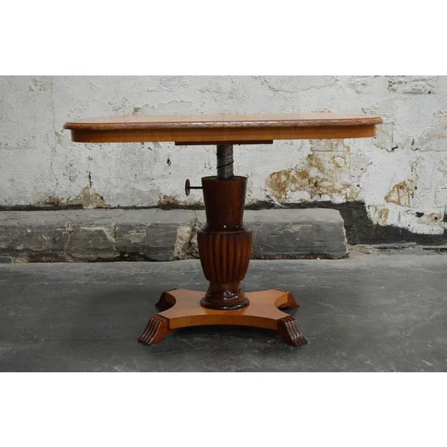 Swedish Adjustable Art Deco, Rectangular Golden Elm End or Side Table For Sale In Atlanta - Image 6 of 9