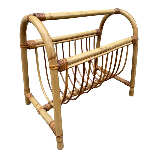 Mid-Century Rattan Magazine Rack, 1970s For Sale - Image 6 of 6