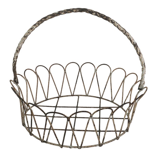 Antique French Wrought Iron Garden Basket or Jardiniere For Sale