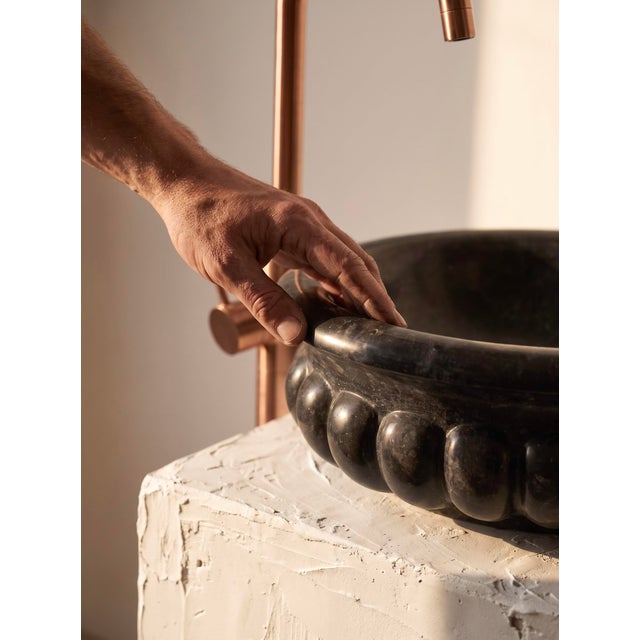 Indian Handmade Black Indian Marble Countertop Sink For Sale - Image 3 of 6