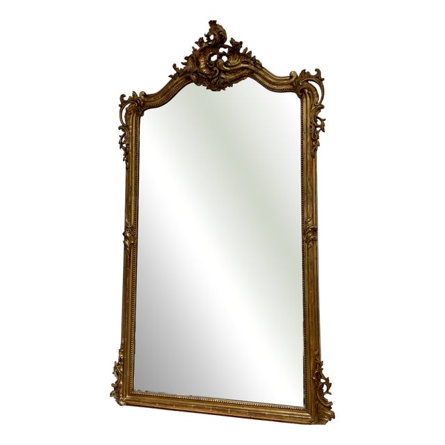 Antique French Gilded Wood Mirror, 1800s For Sale