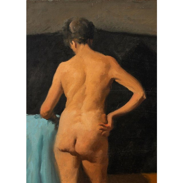 Brenden C. Berger (American, XX), Standing Nude Woman, Oil on Canvas, 1953-54, signed with partial Art Students League of...