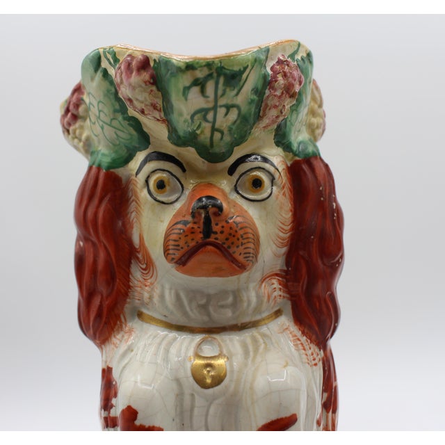 Red 1860s English Staffordshire Red King Charles Spaniel Pitchers - a Pair For Sale - Image 8 of 9