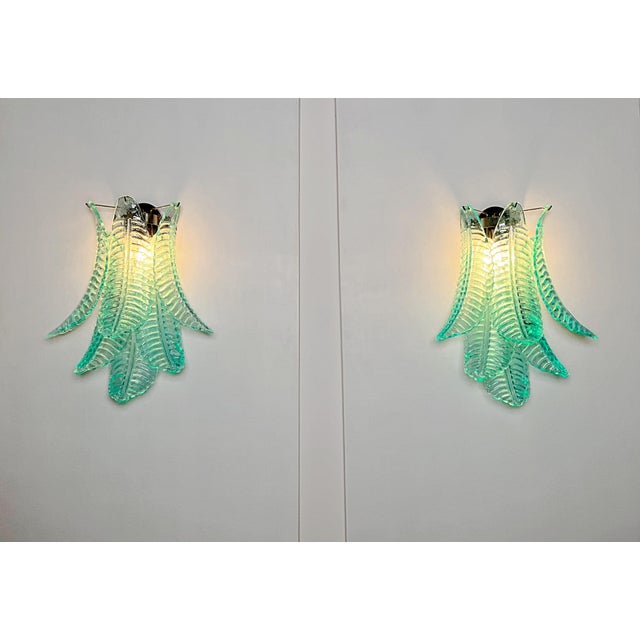 Vintage Turquoise Murano Glass Felci Wall Sconces, 1990s, Set of 2 For Sale - Image 15 of 18