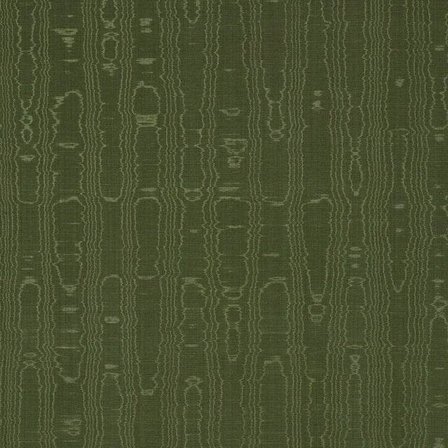 SAMPLE - Schumacher Beau Cotton Linen Moire Fabric In Olive For Sale