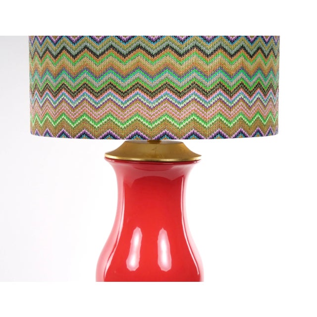 Late 20th Century Pair Salmon Porcelain Tables Lamps With Giltwood Pedestals For Sale - Image 5 of 13