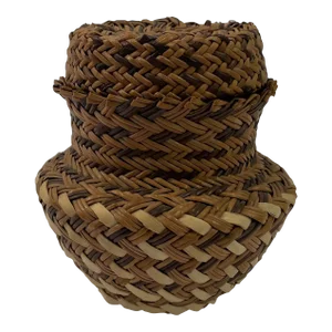 Vintage Straw Basket Jar With Lid