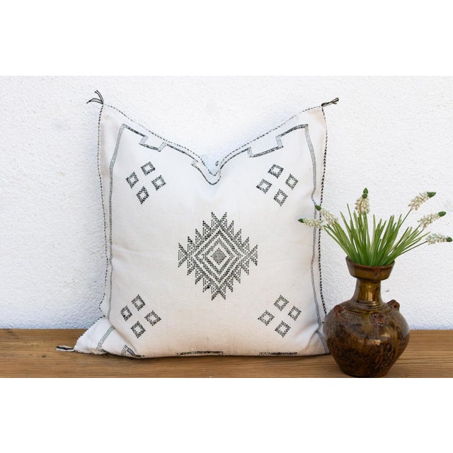 Textile 24" Casbah Charcoal Moroccan Silk Pillow For Sale - Image 7 of 7