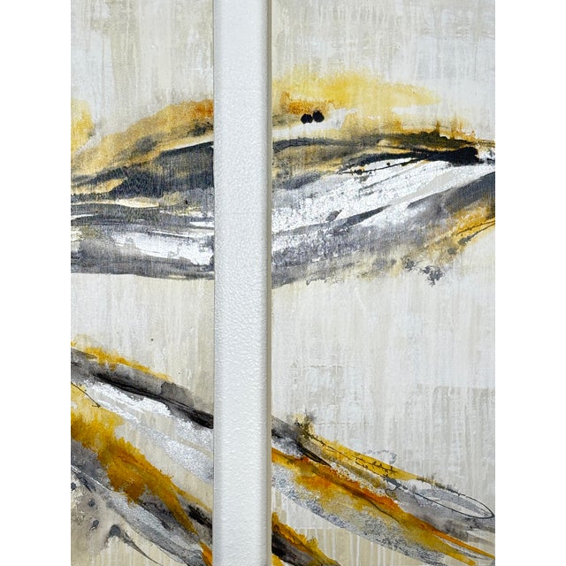 Original Artwork – Acrylic on Canvas – by Liz Jardine Yellow/Grey Abstract Corigural Artwork