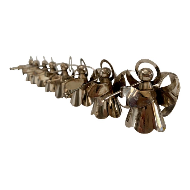 Christmas Vintage Silver Plate Heralding Angels Napkin Rings - Set of 8 For Sale